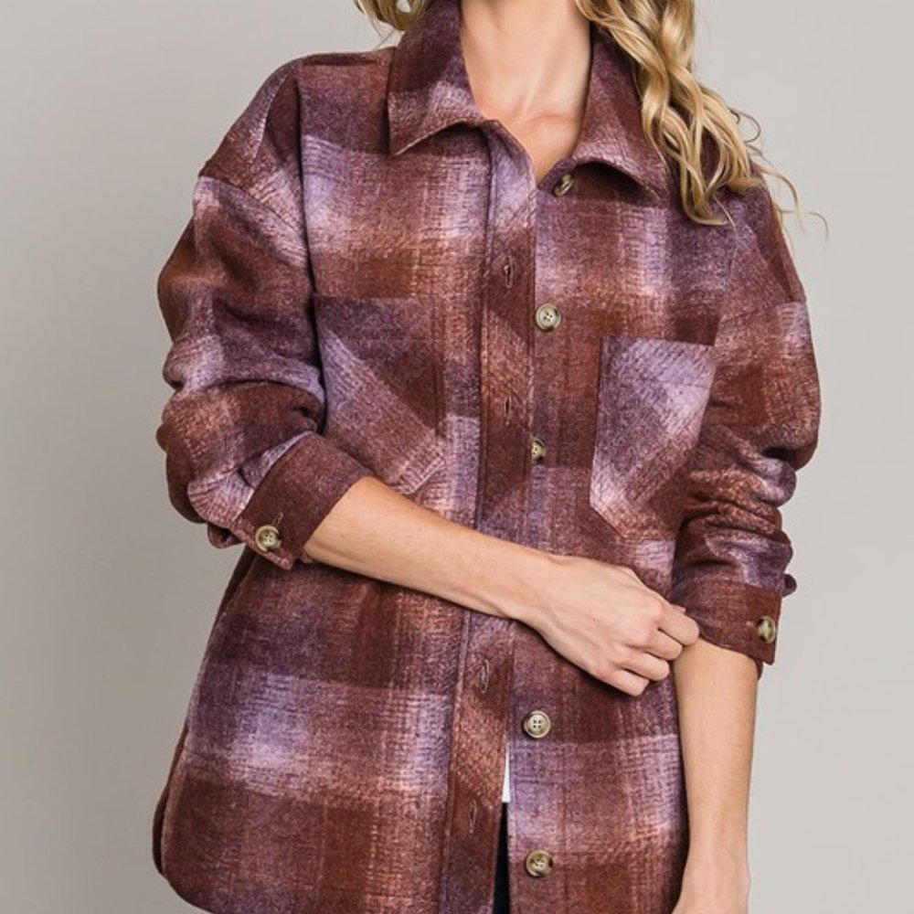 Last 1! NWT Berry Plaid Shirt Jacket Shacket